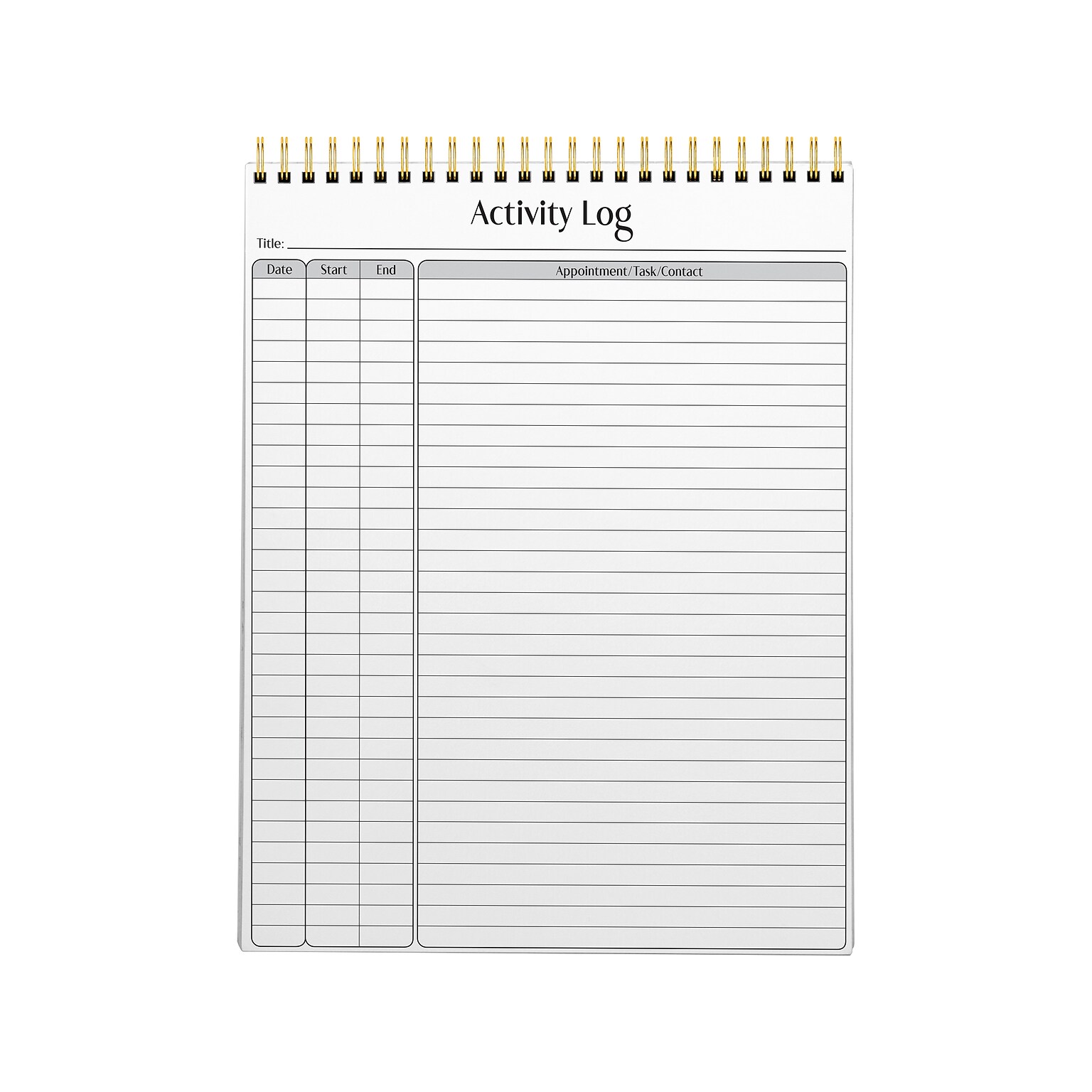 Better Office Activity Log Notepad, 8.5 x 11, Project-Ruled, White/Black, 50 Sheets/Pad (25826)