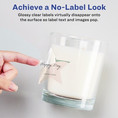 Avery Laser/Inkjet Multipurpose StarLabels, 2.375 Dia, Glossy Clear, 1200/Box (94611)
