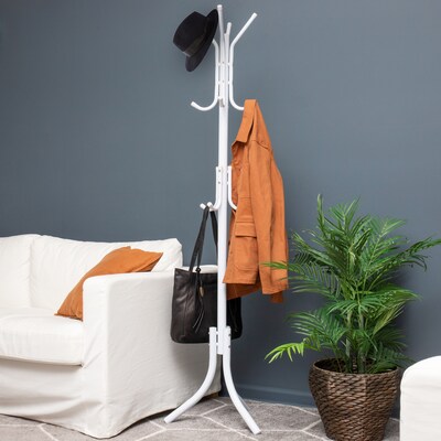 Mind Reader 69" x 18" Coat Rack, White, Metal (COATRACK11-WHT)