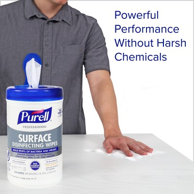 PURELL Professional Disinfecting Wipes, Fresh Citrus Scent, 110 Wipes/Container, 6/Carton (9342-06)