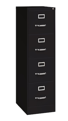 Hirsh Commercial 4-Drawer Vertical File Cabinet, Letter Size, Lockable, 52H x 15W x 22D, Black (17787)