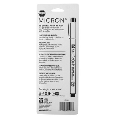 Sakura Pigma Micron Pen, Fineliner, Black Ink, 3/Bundle (SAK50064-3)