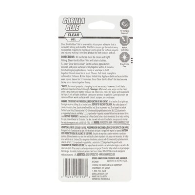 Gorilla Gel Craft Glue, 1.75 oz., Crystal Clear (113455)