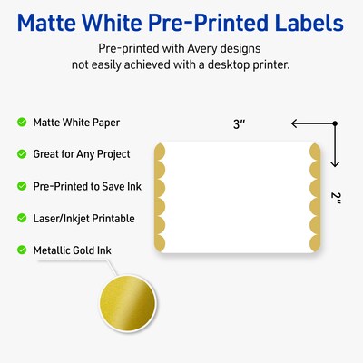 Avery Laser/Inkjet Rectangle Multipurpose Labels, 2 x 3, White, 80/Pack (S00DJY)