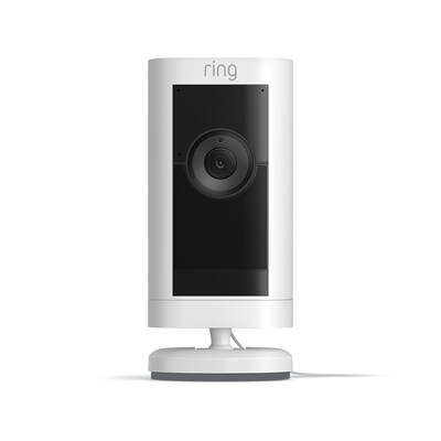 Ring Stick Up Cam Pro Plug In Indoor/Outdoor HDR Security Camera, White (B09CKN2D4S)