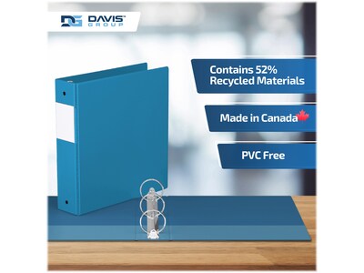 Davis Group Premium Economy 2" 3-Ring Non-View Binders, Turquoise Blue, 6/Pack (2313-52-06)