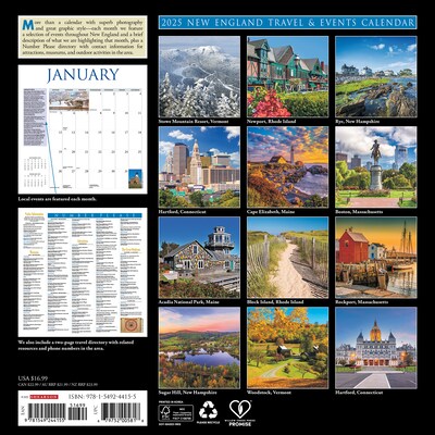 2025 Willow Creek New England 12 x 12 Monthly Wall Calendar (44155)