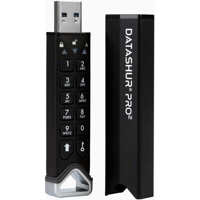 iStorage datAshur PRO2 16GB USB 3.2 Gen 1 Type-A Encrypted Flash Drive, Black (IS-FL-DP2-256-16)