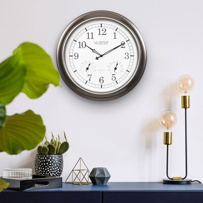 La Crosse Technology 18 Inch IN/OUT Atomic Analog Clock with Thermometer and Hygrometer (WT-3181PL)