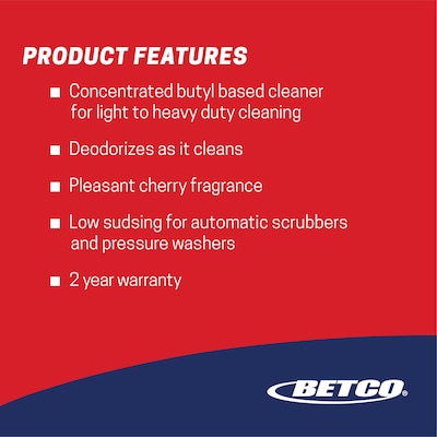 Betco Super Kemite Heavy Duty Cleaner/Degreaser, Cherry, 128 oz., 4/Carton (BET1030400)