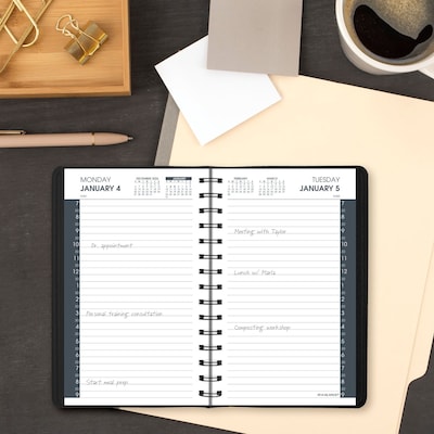 2027 AT-A-GLANCE My Day 5" x 8" Daily Appointment Book, Faux Leather Cover Black (70-207-05-27)