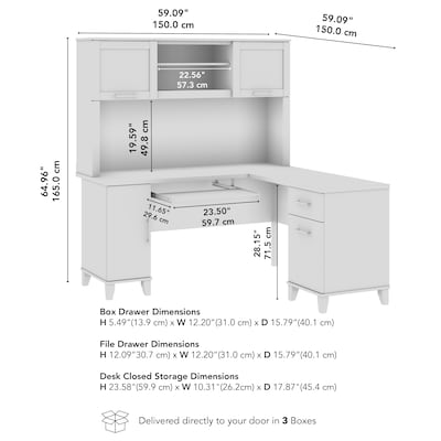 Bush Home Somerset 60" W L Shaped Computer Desk with Hutch, Hansen Cherry (SET002HC)