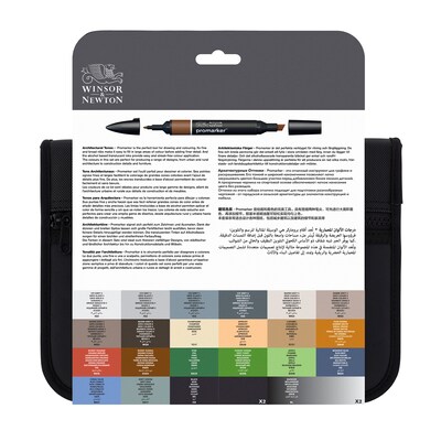 Winsor & Newton Promarker Dual-Tip Architecture Alcohol Based Marker, 24/Pack (WNX0290163)