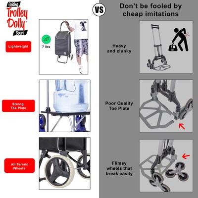 Dbest Trolley Dolly Sport Foldable Rolling Grocery Cart, Black (01-916)
