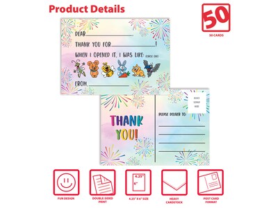Better Office Thank You Card, 4.25" x 6", Multicolor, 50/Pack (64633-50PK)