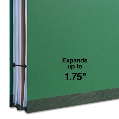 Quill Brand® 2/5-Cut Tab Pressboard Classification File Folders, 1-Partition, 4-Fasteners, Legal, Green, 15/Box (747034)