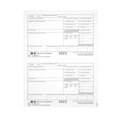 TOPS 2023 W-2 Tax Form, 1-Part, Copy 1/D, 100/Pack (LW2ERQ)