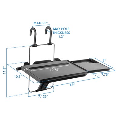 Mount-It! 20.75" x 10.5" Plastic Height Adjustable Steering Wheel and Backseat Tray, Black (MI-7314)