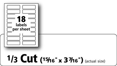 Avery Laser/Inkjet File Folder Labels, 15/16" x 3 7/16", White, 18/Sheet, 25 Sheets/Pack (8425)