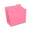 Staples Reinforced File Folders, 1/3-Cut Tab, Letter Size, Pink, 100/Box (508952)