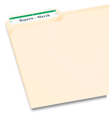 Avery TrueBlock Laser/Inkjet File Folder Labels, 2/3" x 3 7/16", Green, 1500 Labels Per Pack (5866)
