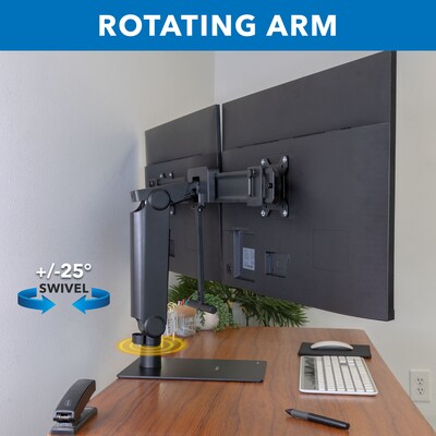 Mount-It! Height Adjustable Dual Monitor Arm, Freestanding Mount, Fits 17"-32" Monitors, Black (MI-2758)
