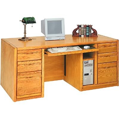 Martin Furniture Oak Contemporary Office Grouping; Deluxe Executive Computer Desk