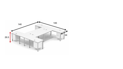 Boss Office Products Simple System 66W L-Shaped Desk with File Pedestal, Driftwood, 4/Set (SGSD018-102)