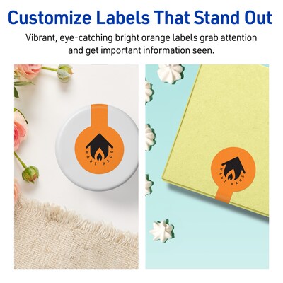 Avery Decorative Edge Multipurpose Labels, 1.5" x 4", Bright Orange, 640/Box (94116)