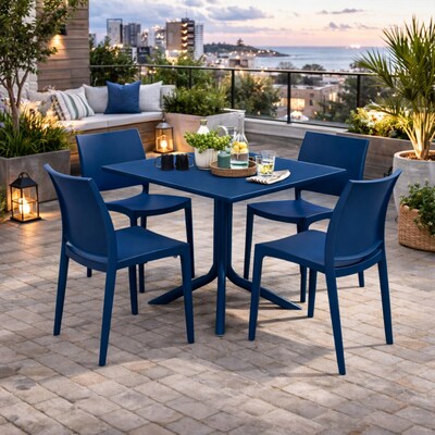 Regency Niche Terrace 5-Piece Square Dining Set, 31.5D x 31.5W, Coastal Navy (TOB3131NV41NV)