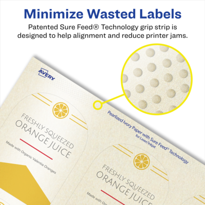 Avery Pearlized Ivory Decorative Edge Multipurpose Labels, 3" x 2.25", Ivory, 225/Pack (94126)