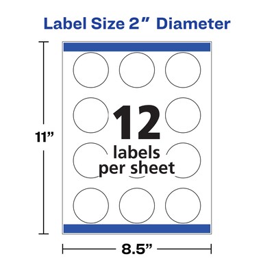 Avery Print-to-the-Edge Laser/Inkjet Round Labels, 2" Dia, Glossy Clear, 120 Labels/Pack (22825)