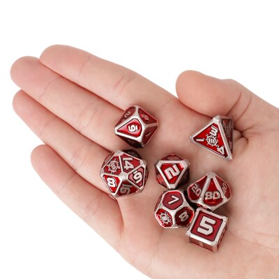 ENHANCE DnD Solid Metal Dice Set, Red (ENTTDM7520RDWS)