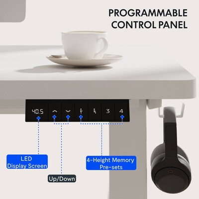 FlexiSpot E2 42''W Electric Adjustable Standing Desk, White (E2W4224W)