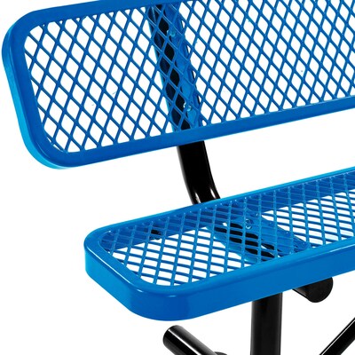 Global Industrial 8' Outdoor Steel Bench w/ Backrest, Expanded Metal, Blue (277155BL)