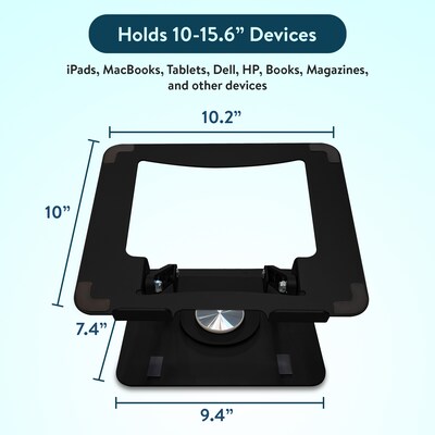 Uncaged Ergonomics 10.2" x 10" Metal Swivel Laptop Stand 2.0, Black (SLS-Black)