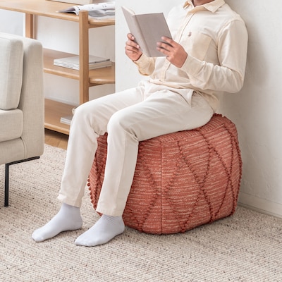 Anji Mountain Atlas Terracotta Fabric Rectangular Pouf Ottoman (AMBPF097-1917)