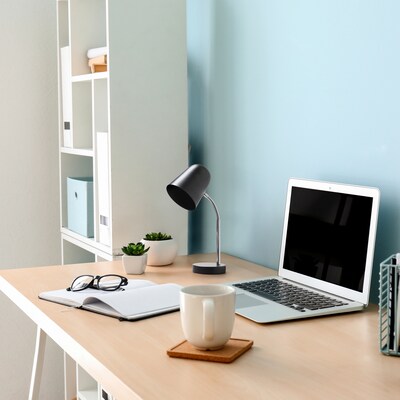 Simple Designs Sleek Essentials LED Desk Lamp, 15.28", Black (LD1075-BLK)