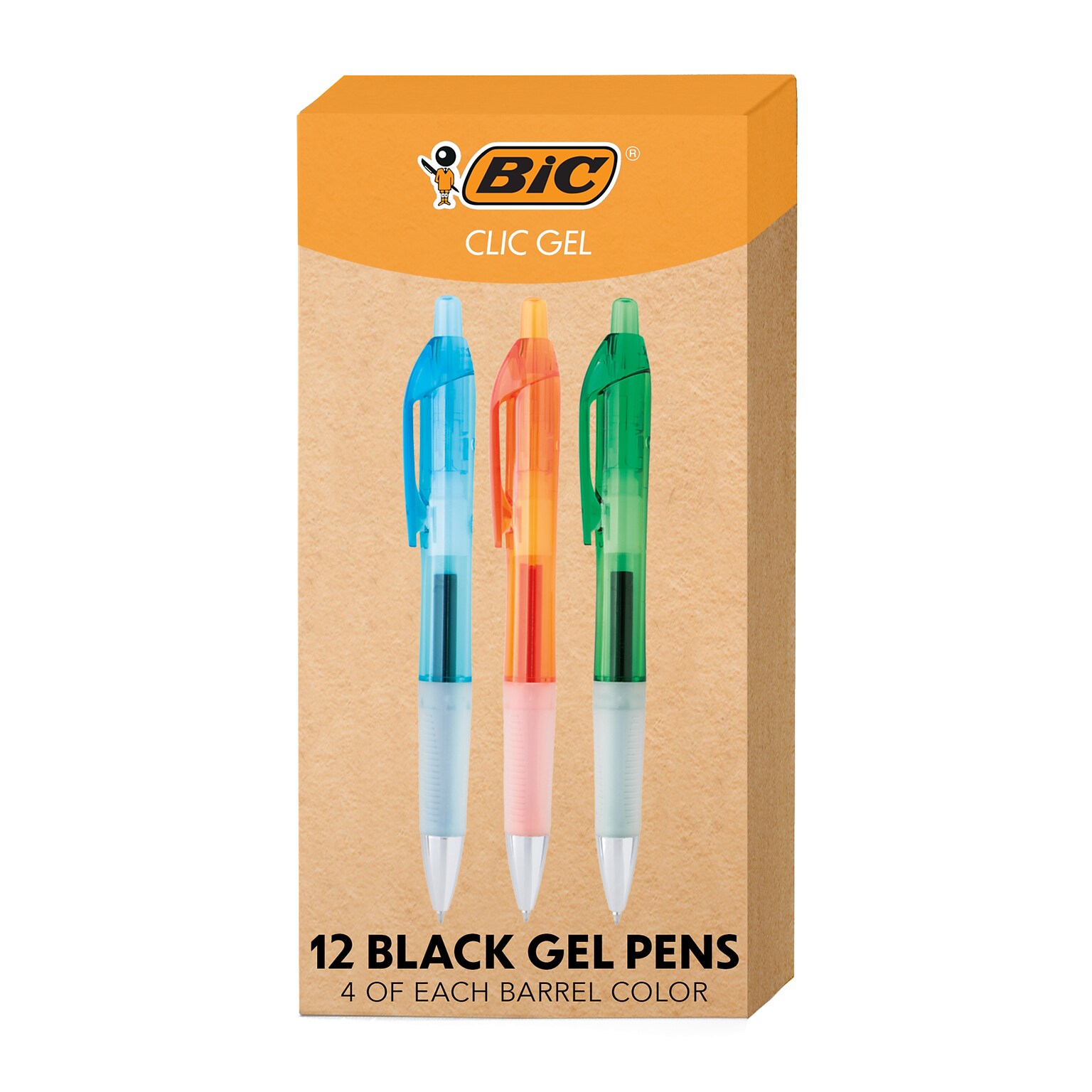 BIC Intensity Clic Gel Pen, 0.7mm, Black Ink, Dozen (RNCX11-BLK)