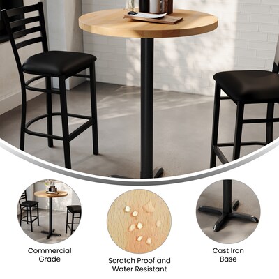 Flash Furniture Bennett 30" Round Wooden Commercial Indoor Table, Natural Top/Black Base (GSFRD30NTT2222B)