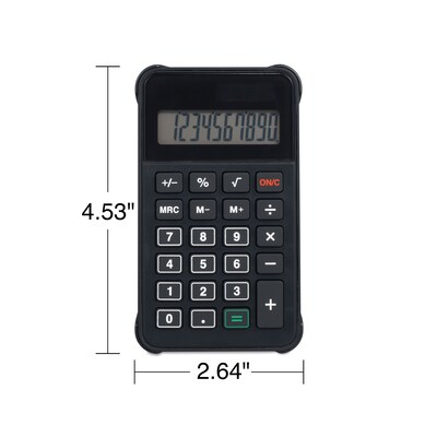 Quill Brand® 10-Digit Solar and Battery Basic Calculator, Black (ST150-CC)