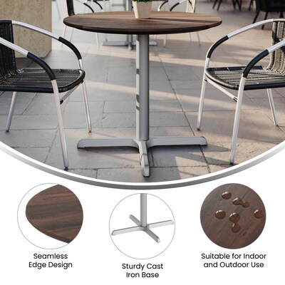 Flash Furniture Acadia 36" Round Wooden Dining Table with X-Base, Dark Brown/Silver Base (STRD36WBRT3030S)