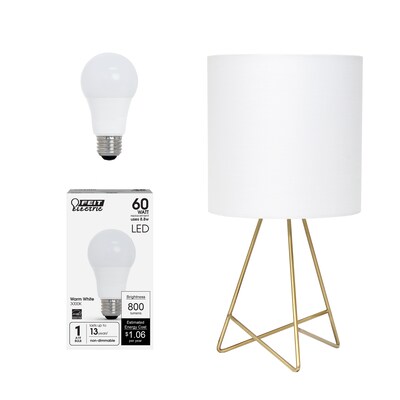Creekwood Home Glamora 14" LED Table Lamp, Gold/White Shade (CWT-2029-GD-LB)