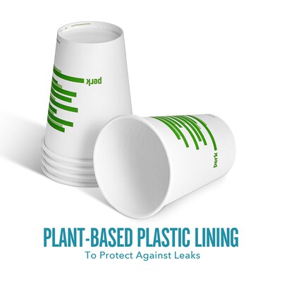 Perk™ Eco Compostable Paper Hot Cup, 12 Oz., White/Green, 500/Carton (PK56222CT)