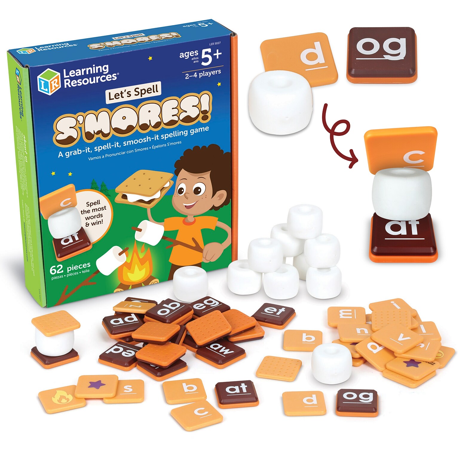 Learning Resources Lets Spell Smores!, 62 Pieces/Pack (LER5027)