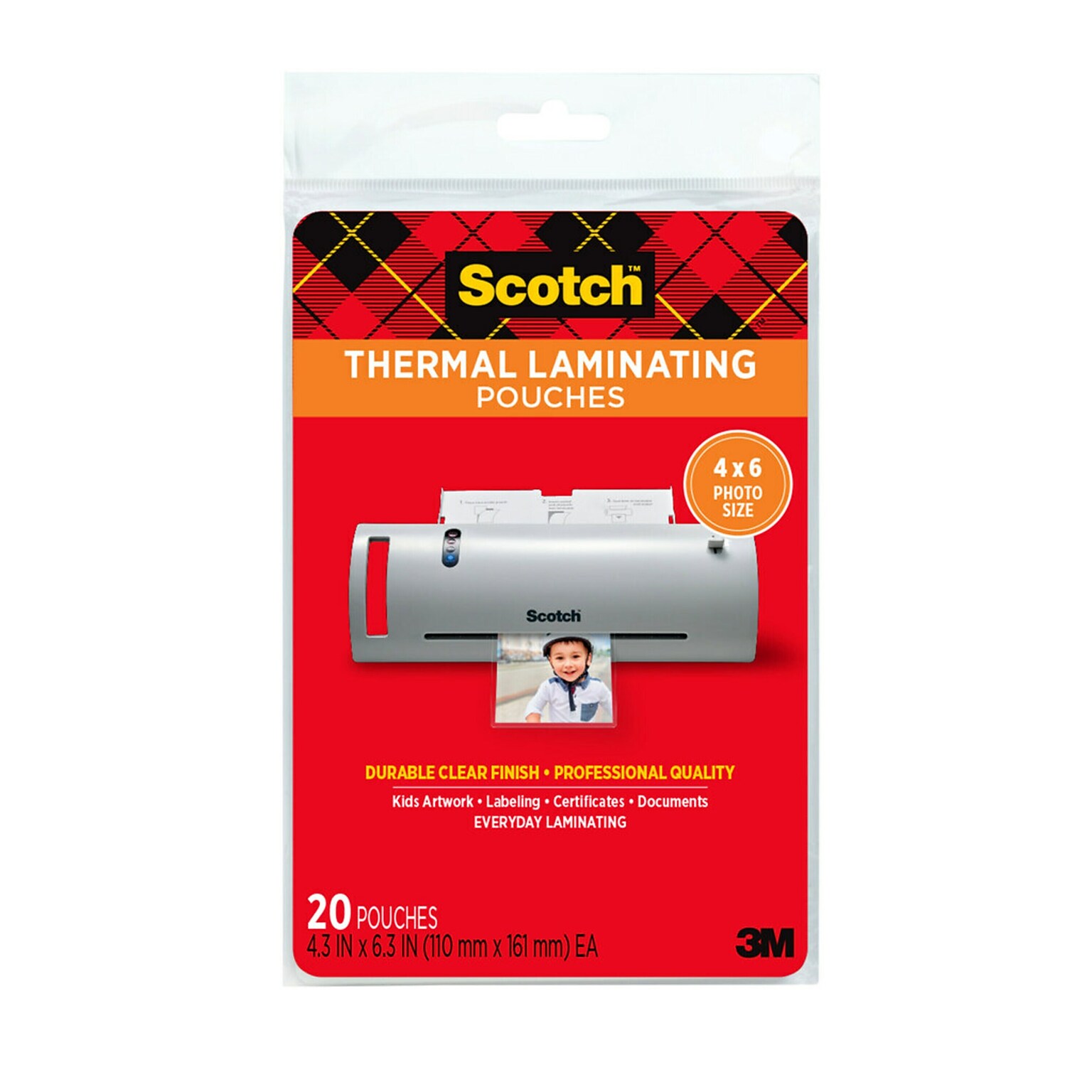 Scotch® Lamination Thermal Laminating Pouches, Photo, 5 Mil (TP590020)