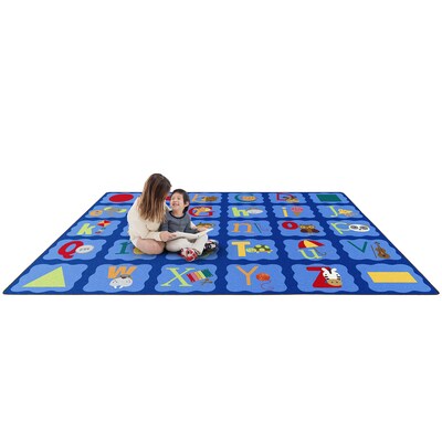 Joy Carpets Alphabet Blues Nylon 7'8" x 10'9" Machine Tufted Rug, Multicolored (1628D)