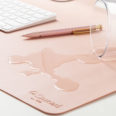 Smead Medium Vegan Leather Anti-Slip Desk Pad, 31.5" x 15.7", Light Pink (SMD64834)
