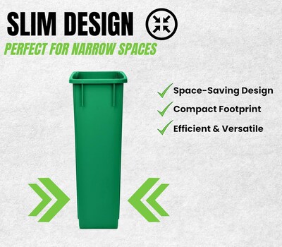 Alpine Industries Polypropylene Recycling Bin and Dolly, 23 Gallon, Green (ALP477-GRN-PKD)