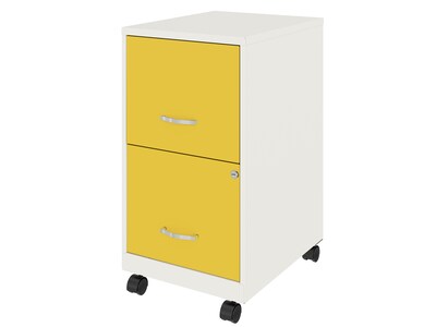 Space Solutions SOHO Smart File 2-Drawer Mobile Vertical File Cabinet, Letter Size, Lockable, Pearl White/Goldfinch (25337)